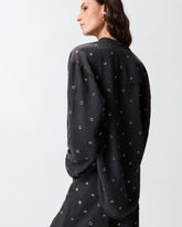 Dark denim blouse with eyelets - | Pinko