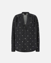 Dark denim blouse with eyelets - | Pinko