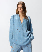 Denim blouse with eyelets - | Pinko