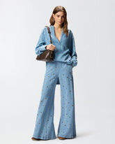 Bluse aus Denim mit Ösen - | Pinko