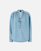 Bluse aus Denim mit Ösen - | Pinko