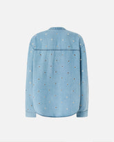 Denim blouse with eyelets - | Pinko