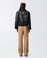 Bubble leather jacket with embroidery - | Pinko