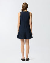 Flared sleeveless dress in patterned tweed - | Pinko