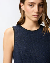 Flared sleeveless dress in patterned tweed - | Pinko