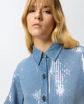 Fully sequinned denim overshirt - | Pinko