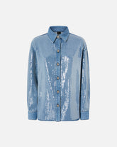 Fully sequinned denim overshirt - | Pinko