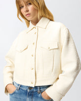 Cotton and wool bouclé trucker jacket - | Pinko