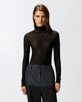 Slim-fit high-neck sweater with micro-sequins - | Pinko