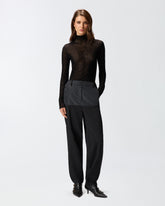 Slim-fit high-neck sweater with micro-sequins - | Pinko