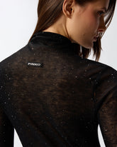 Slim-fit high-neck sweater with micro-sequins - | Pinko