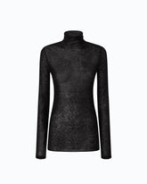 Slim-fit high-neck sweater with micro-sequins - | Pinko