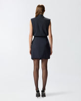 Sleeveless short dress in pinstripe poly wool - | Pinko