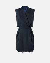 Sleeveless short dress in pinstripe poly wool - | Pinko