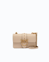 Kleine Umhängetasche Love Bag aus Leder - Beige | Pinko