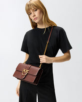Mittelgroße Henkeltasche Love Bag One aus Leder - Burgunder | Pinko
