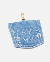 Pocket-shaped card holder charm in denim - | Pinko