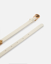 Thin leather belt with logo-branded rings, 1.2 cm - | Pinko