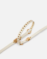 Thin leather belt with logo-branded rings, 1.2 cm - | Pinko