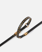 Thin leather belt with logo-branded rings, 1.2 cm - | Pinko