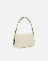 Kleine Schultertasche Saddle Bag aus Leder - Weiß | Pinko