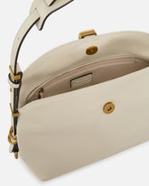 Kleine Schultertasche Saddle Bag aus Leder - Weiß | Pinko