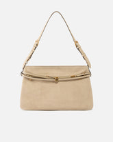 Große Schultertasche Belt Bag Big aus Veloursleder - Beige | Pinko