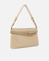 Große Schultertasche Belt Bag Big aus Veloursleder - Beige | Pinko