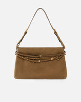 Belt Bag Big large shoulder bag in suede - Brown | Pinko