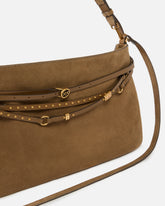 Belt Bag Big large shoulder bag in suede - Brown | Pinko
