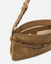 Belt Bag Big large shoulder bag in suede - Brown | Pinko