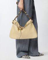 Belt Bag Big large shoulder bag in leather - Beige | Pinko