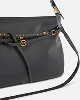 Belt Bag Big large shoulder bag in leather - Dark Grey | Pinko