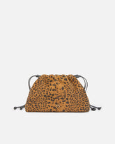 Kleine Schultertasche in Form einer Pochette aus Veloursleder mit Leopardenprint - | Pinko