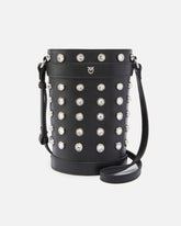Small leather bucket bag with rhinestones - | Pinko