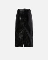 Patent-effect calf-length skirt with belt - | Pinko