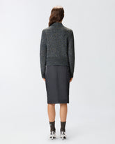 Sweater with cable stitch and jewel embroidery - | Pinko