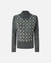 Sweater with cable stitch and jewel embroidery - | Pinko