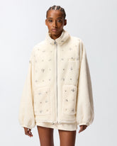 Fleece bomber jacket with jewel embroidery - | Pinko