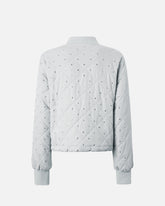 Quilted bomber jacket with rhinestones and studs - | Pinko