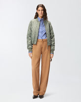 Quilted bomber jacket with rhinestones and studs - | Pinko