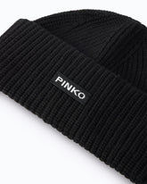 Beanie with PINKO logo lettering - Black | Pinko