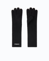 Long gloves with PINKO logo lettering - Black | Pinko