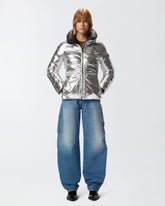 Down jacket in mirror-effect fabric - | Pinko