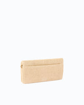 Love Bag Click Soft Horizontal Classic medium crossbody clutch in raffia - Beige | Pinko