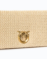 Love Bag Click Soft Horizontal Classic medium crossbody clutch in raffia - Beige | Pinko