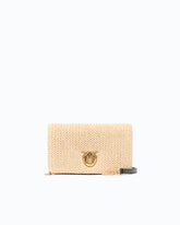 Love Bag Click Soft Horizontal Mini crossbody clutch in raffia - Beige | Pinko