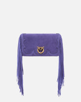 Love Bag Click Soft Horizontal Mini crossbody clutch in suede with fringing - | Pinko