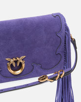 Love Bag Click Soft Horizontal Mini crossbody clutch in suede with fringing - | Pinko