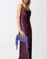 Love Bag Click Soft Horizontal Mini crossbody clutch in suede with fringing - | Pinko